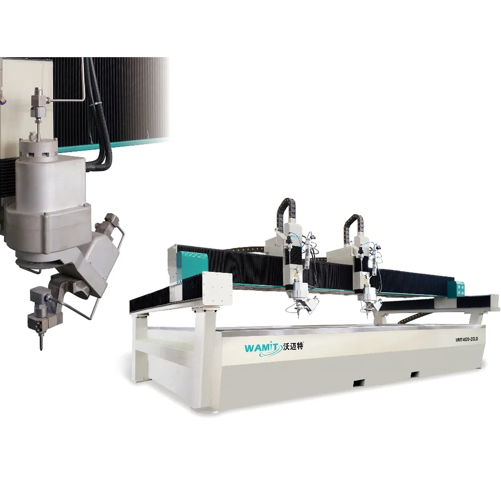 Double Heads 5 Axis 4000*2000 mm 350mm Ceramic Tile Stone Marble Granite Stainless Steel Water Jet Waterjet Cutting Machine