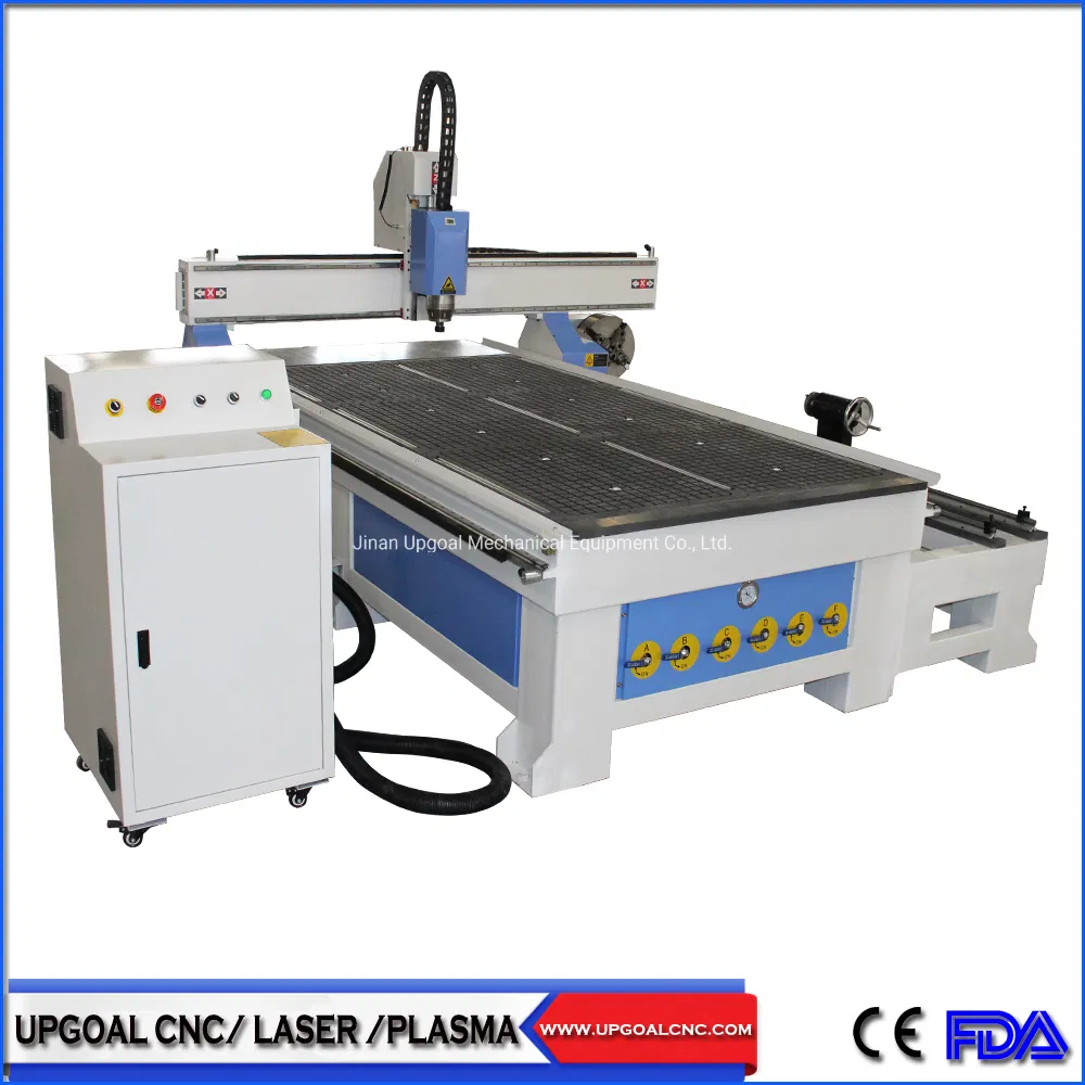 4 Axis Vacuum Table Woodworking CNC Router with Independent Diameter 300mm Rotary Axis