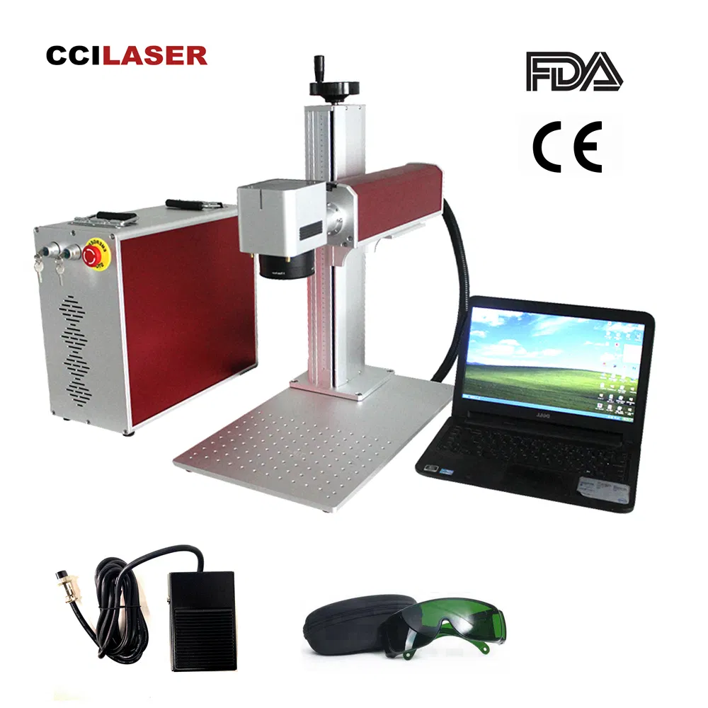 Metal Logo Printing Machine 30W Fiber Laser Marking Machine with Raycus Source Jewelry Pigeon Ring Engraving Equipment