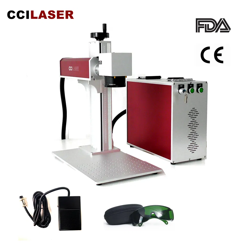 Metal Logo Printing Machine 30W Fiber Laser Marking Machine with Raycus Source Jewelry Pigeon Ring Engraving Equipment