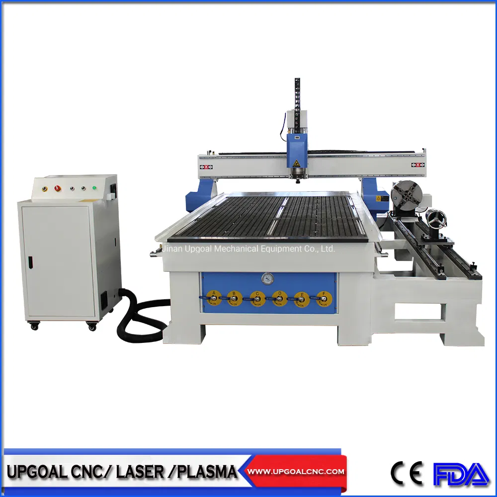 4 Axis Vacuum Table Woodworking CNC Router with Independent Diameter 300mm Rotary Axis