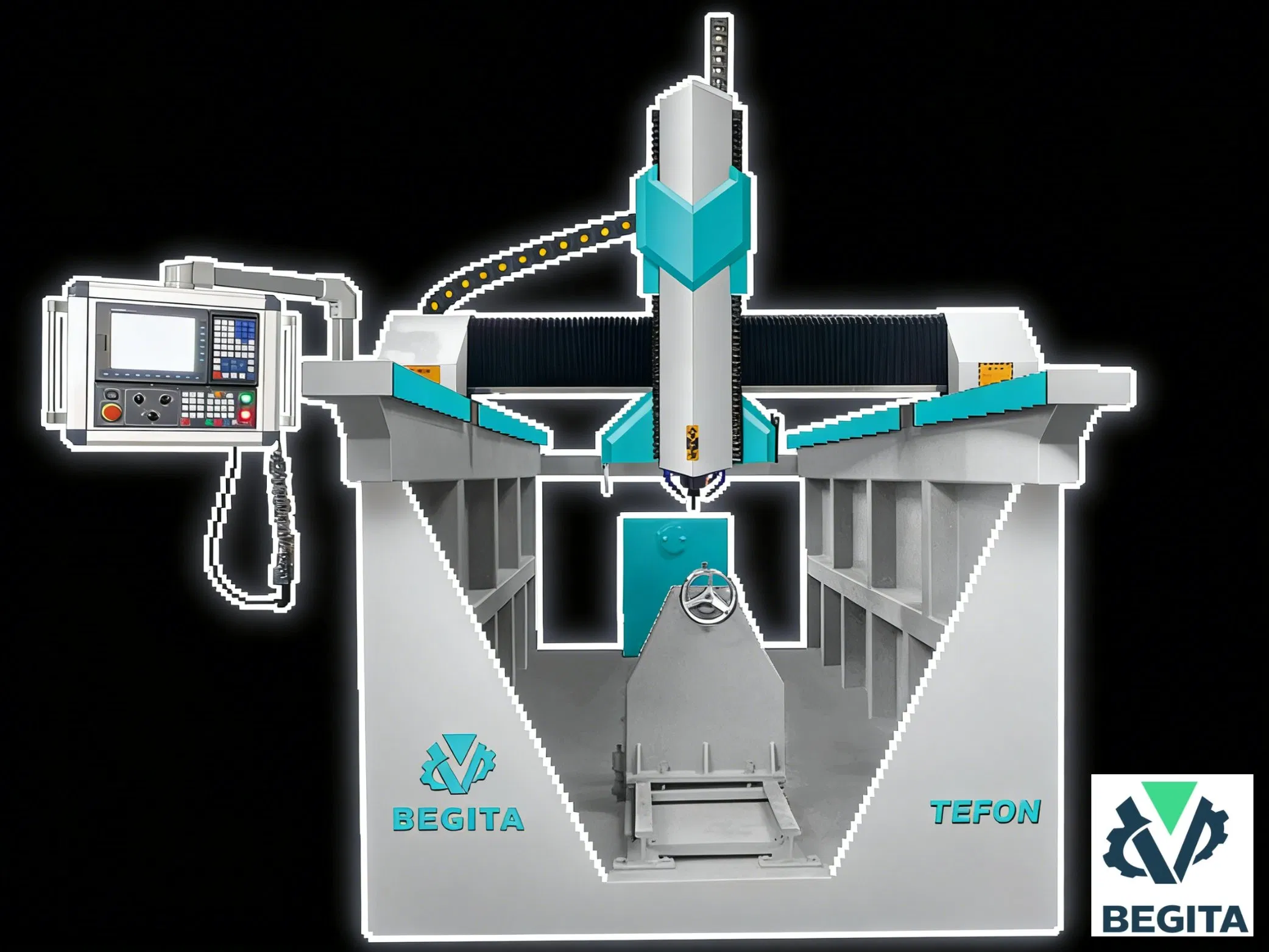 Four-Axis Numerical Control Stone Pillar Engraving Mechanical Machine for Jade Carving