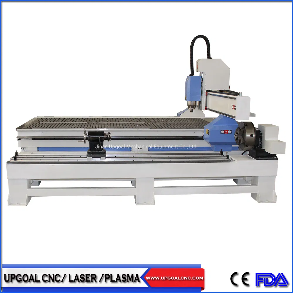 4 Axis Vacuum Table Woodworking CNC Router with Independent Diameter 300mm Rotary Axis