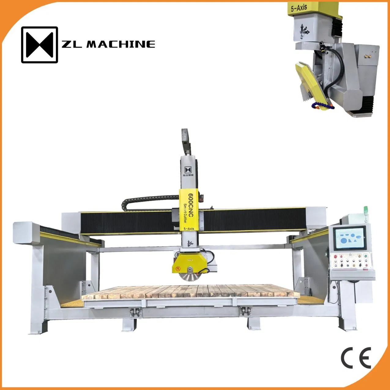 Heavy Duty CE 5 Axis CNC Stone Cutting Machine for Granite Marble Quartz Ceramic Processing Profiling 2.5D Shaping, Automatic Bridge Saw in Europe America