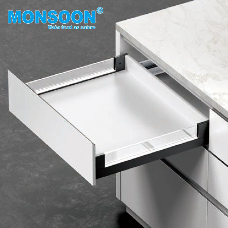 Heavy Duty Zinc Plated 3 Way Undermount Drawer Box Slide Rail System Kitchen Soft Closing Box Glass Drawer Runner Kitchen Drawer Systems for Kitchen