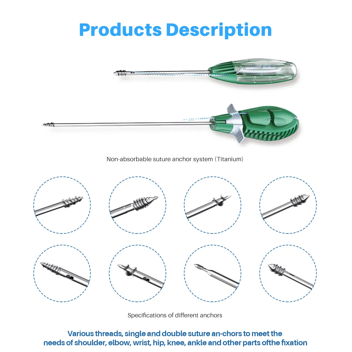 Xc Sport Medicine Non-Absorbable Suture Ancho Joint Repair Titanium Alloy Suture Anchor