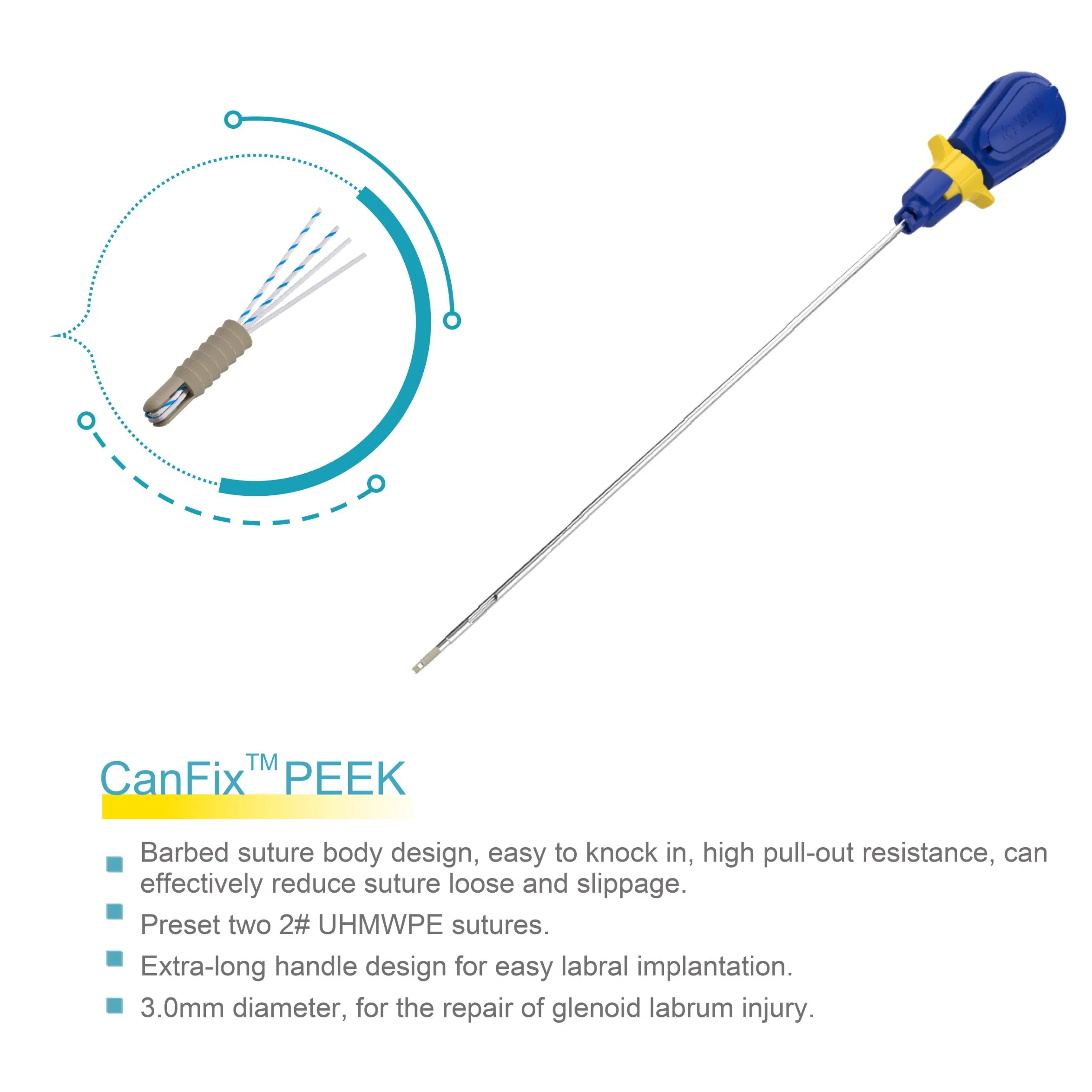 Orthopedic Implant Sports Medicine Shoulder Surgery Arthroscopy Implant Suture Anchor Peek
