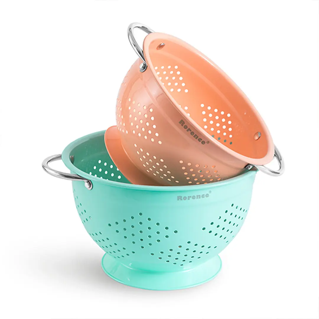 OEM Colorful Kitchen Colander Fruit Vegetable Strainer Stainless Steel Drain Wash Storage Drain Basket Suppliers, Products