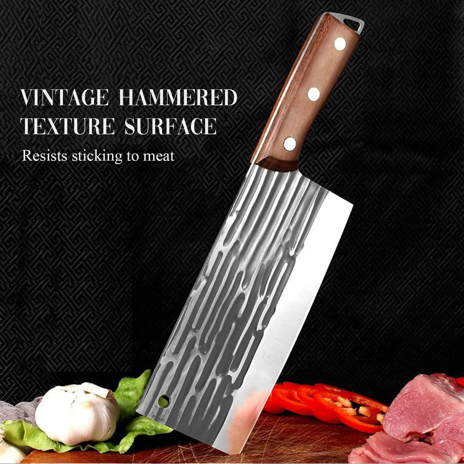 OEM High-End Kitchen Knives Retro hammered texture Black High-Carbon Steel Manufacturer, Product