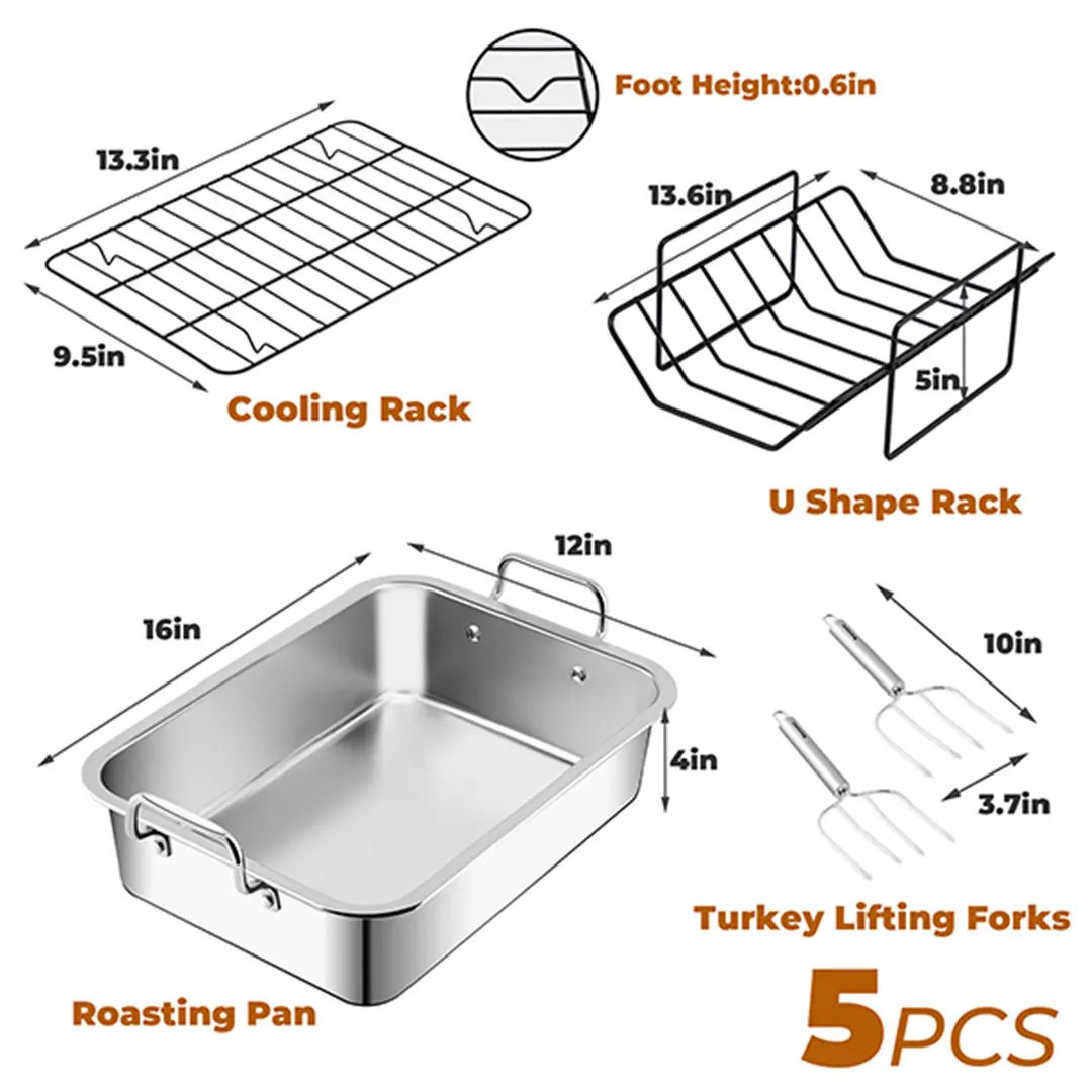 Wholesale Stainless Steel Turkey Roasting Pan with Nonstick Rack Large 16 x 12 Inch Suppliers, Product