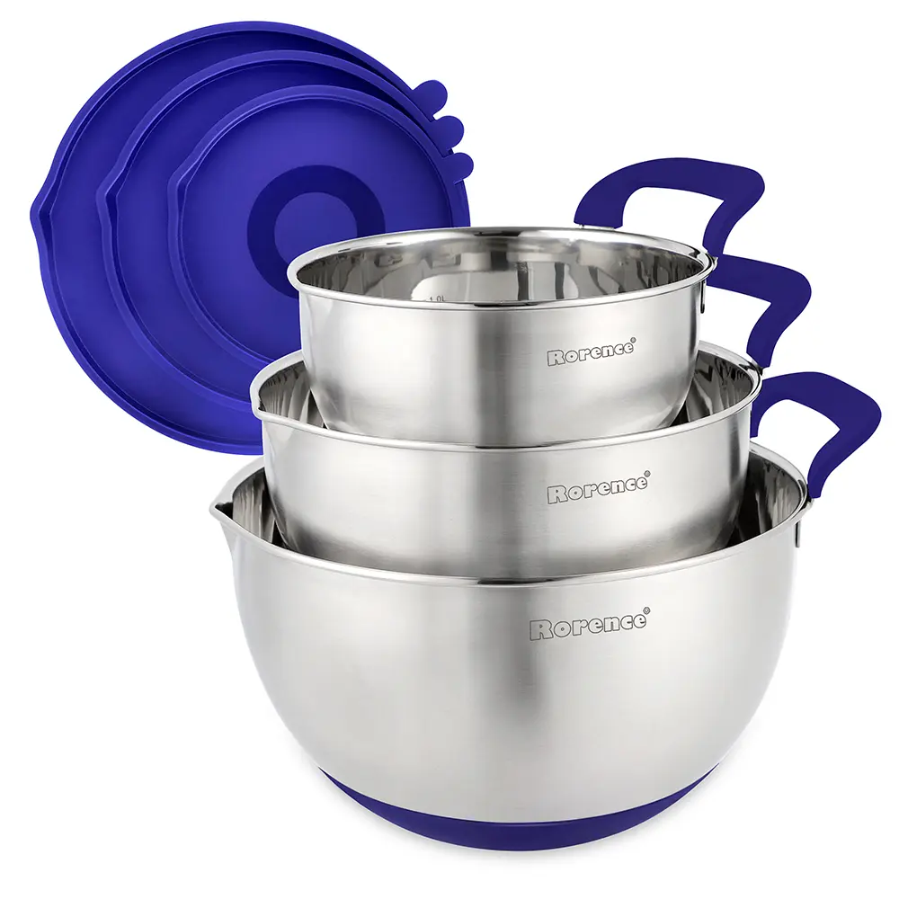 Wholesale Mixing Bowl with Lids Handle Silicone Base Personality Design Batter Bowl Manufacturer, Product