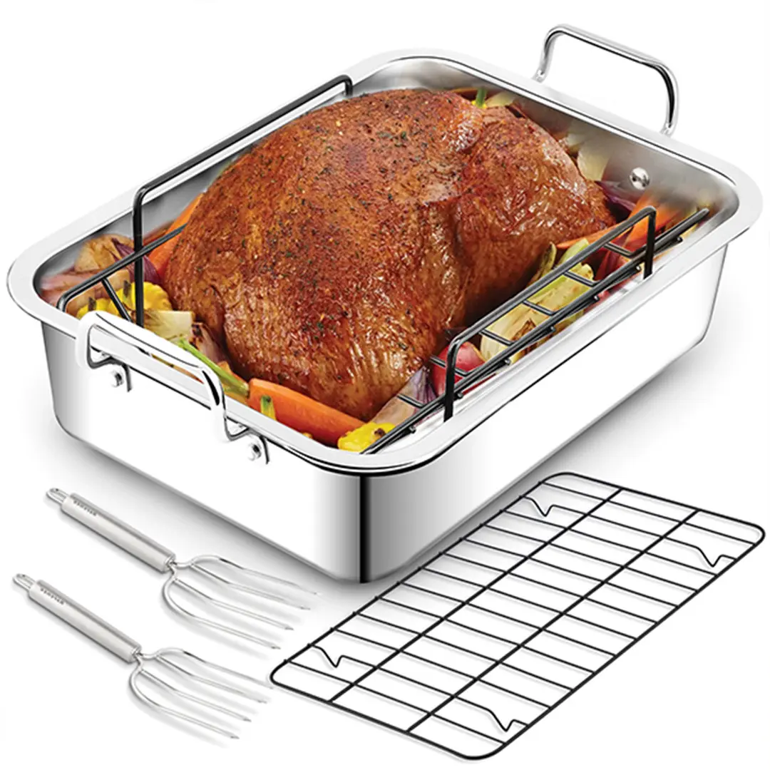Wholesale Stainless Steel Turkey Roasting Pan with Nonstick Rack Large 16 x 12 Inch Suppliers, Product
