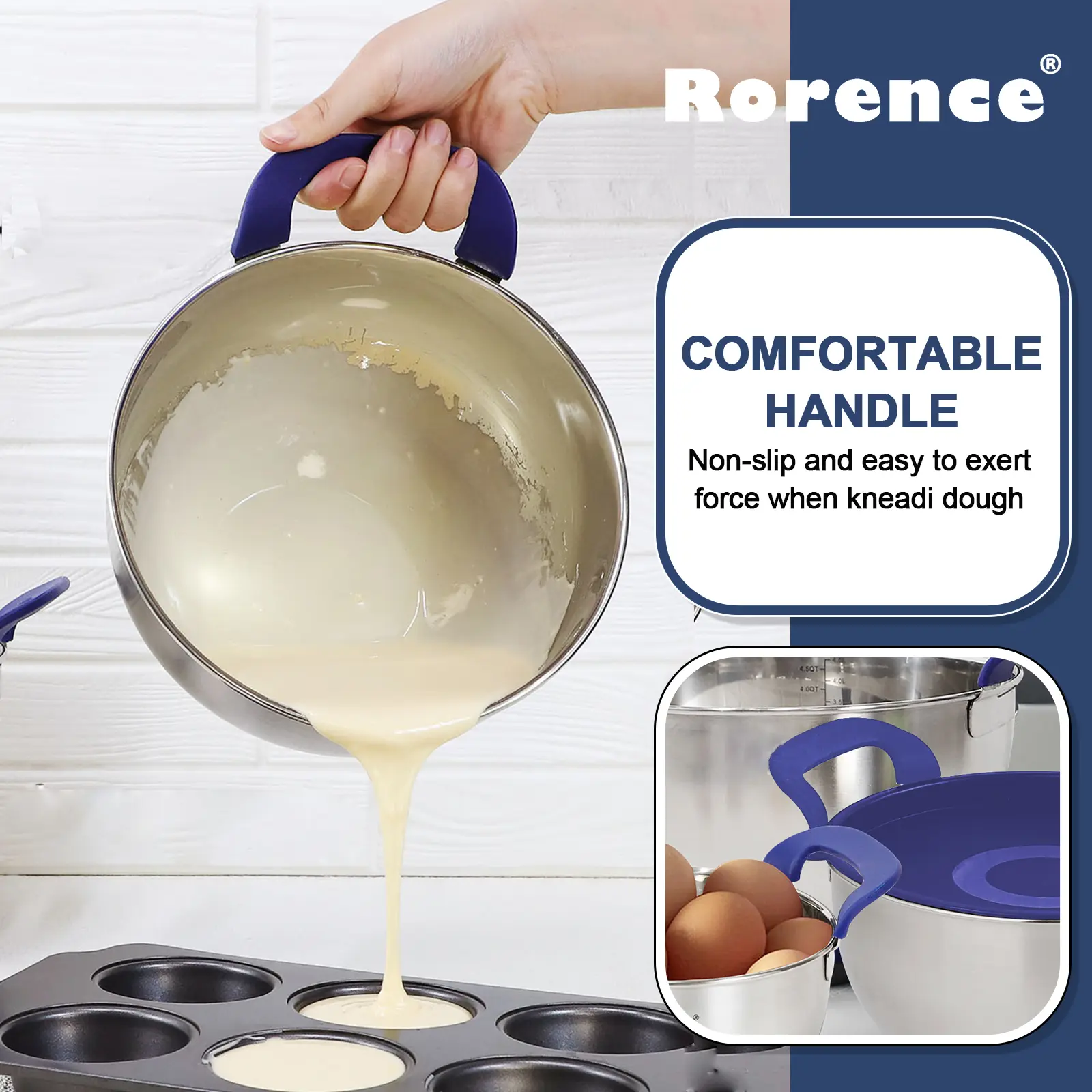 Wholesale Mixing Bowl with Lids Handle Silicone Base Personality Design Batter Bowl Manufacturer, Product