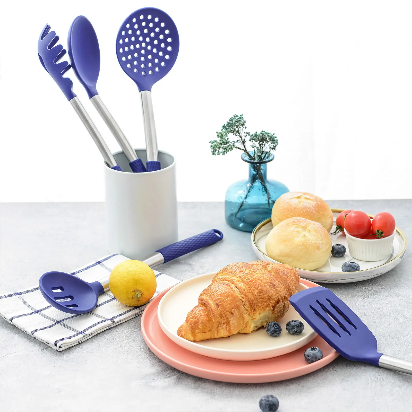 Wholesale Silicone Cooking Utensil Set: 12-Piece Collection of Non-Stick, Heat-Resistant with Stainless Steel Handles Manufacturers, Suppliers