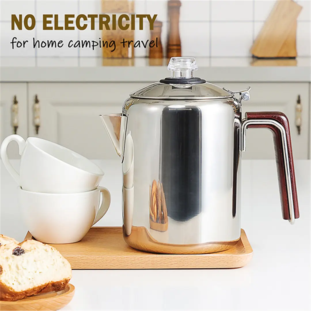 Wholesale Camping Coffee Pot Stainless Steel Percolator Coffee Pot Outdoors 9 Cup Percolator Coffee Pot for Campfire Manufacturers, Supplier
