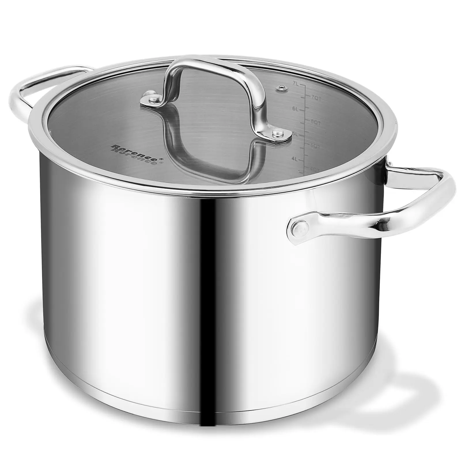 OEM Stainless Steel Stock Pot for Kitchen Cooking Soup Pasta Stockpot with Glass Lid 8QT Supplier, Products