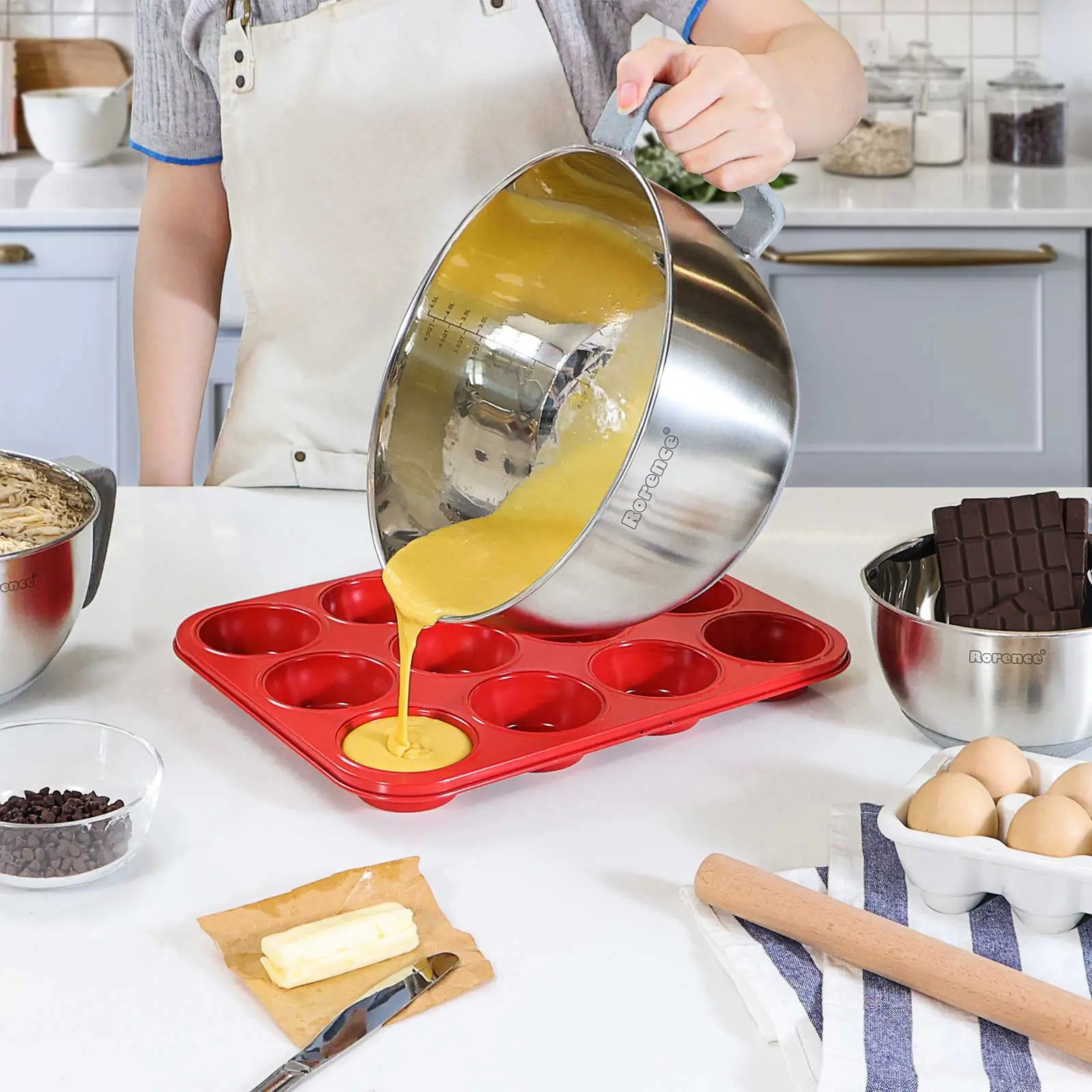 Wholesale Metal Non Slip Mixing Bowls Baking Bowls Set 3 Sizes Batter Bowls Manufacturer, Suppliers