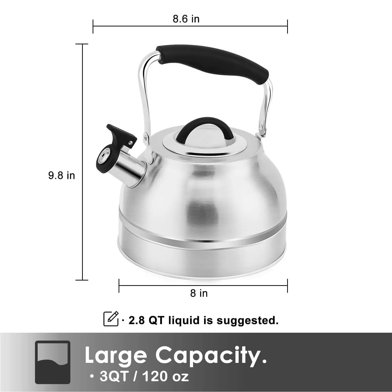 OEM 3 Quart Stainless Steel Whistling Tea Kettle for Stove Top Supplier, Products