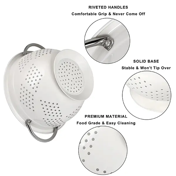 Wholesale Metal Colander Set of 2, Strainer Basket with Handles perfect for Spaghetti Manufacturers, Products