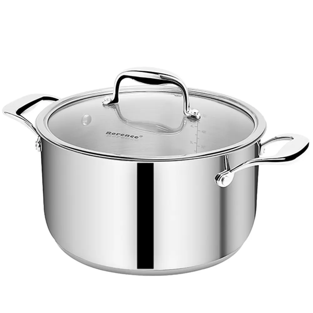 OEM Stainless Steel Stock Pot with Lid: 6 Quart Stockpot Pasta Pot with Two Side Spouts, capsule Bottom, Glass Lid Manufacturers, Supplier