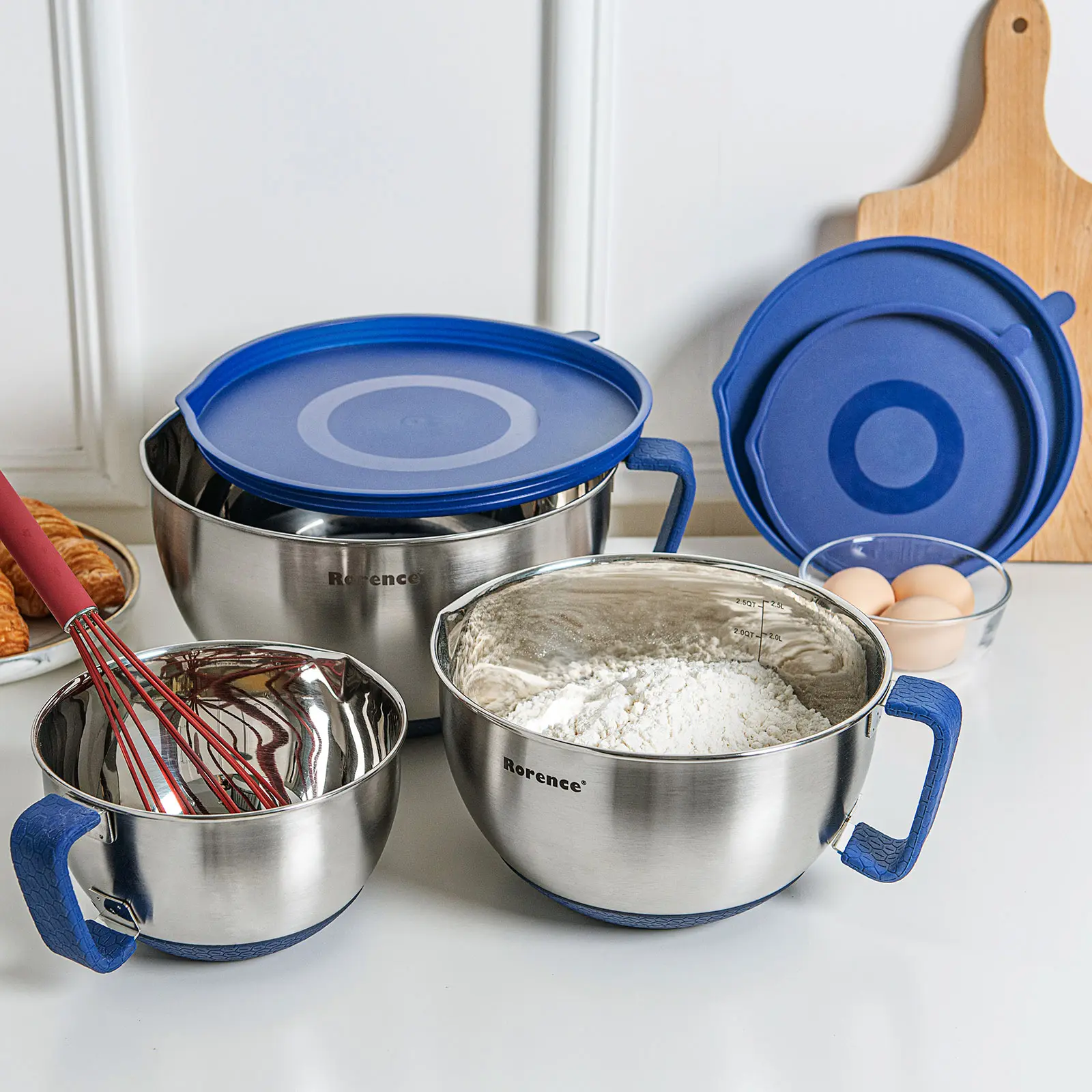 Wholesale Rorence Mixing Bowls with Lids comfortable handle non slip base pour spout Suppliers, Products