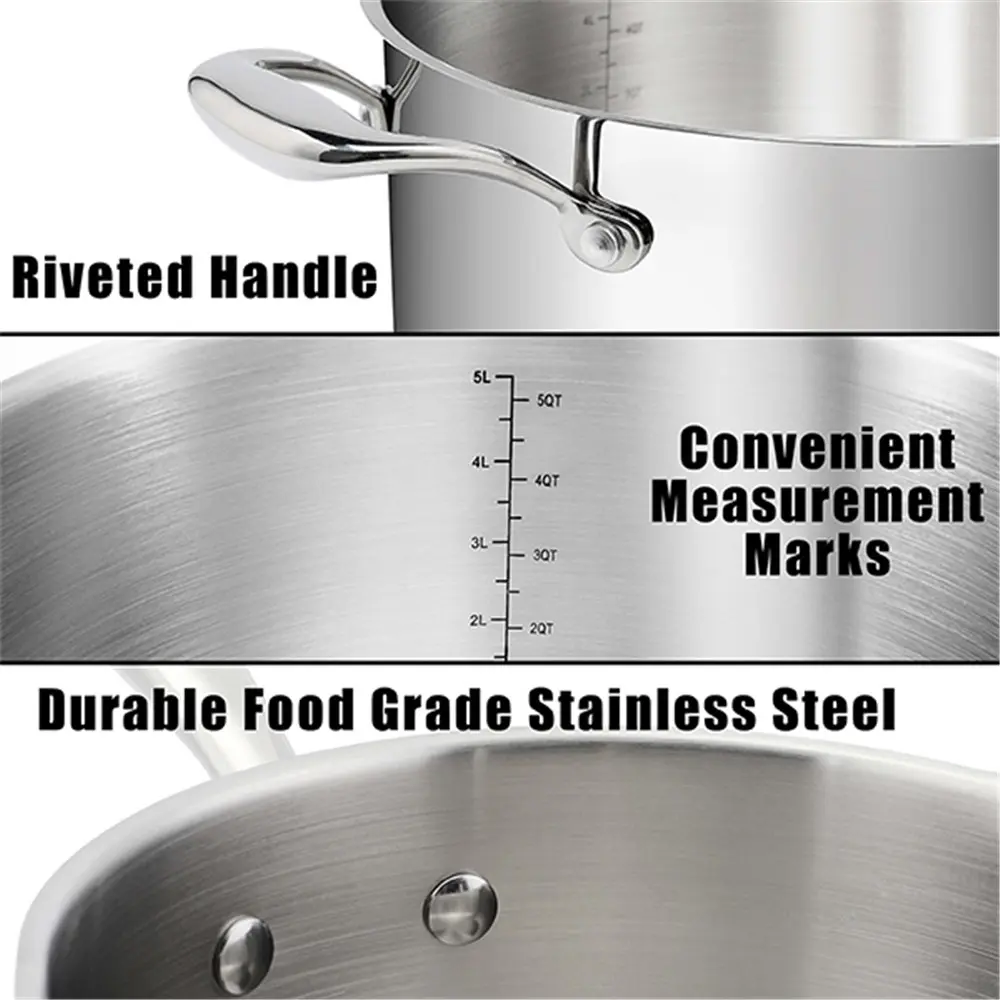 OEM Stainless Steel Stock Pot with Lid: 6 Quart Stockpot Pasta Pot with Two Side Spouts, capsule Bottom, Glass Lid Manufacturers, Supplier