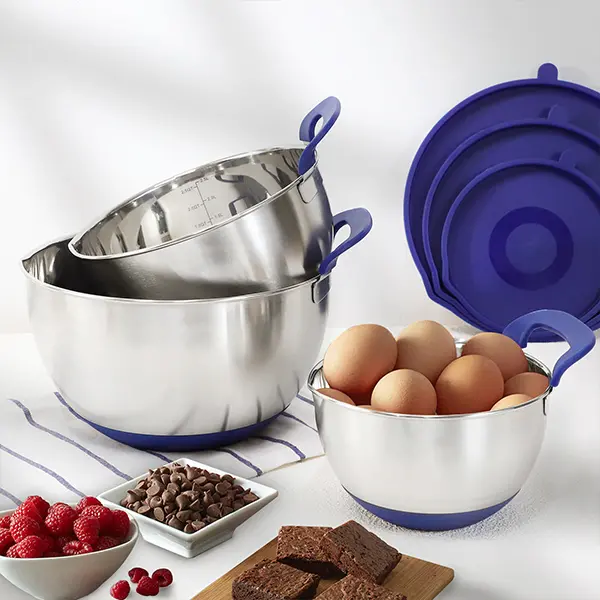 Wholesale Mixing Bowl with Lids Handle Silicone Base Personality Design Batter Bowl Manufacturer, Product