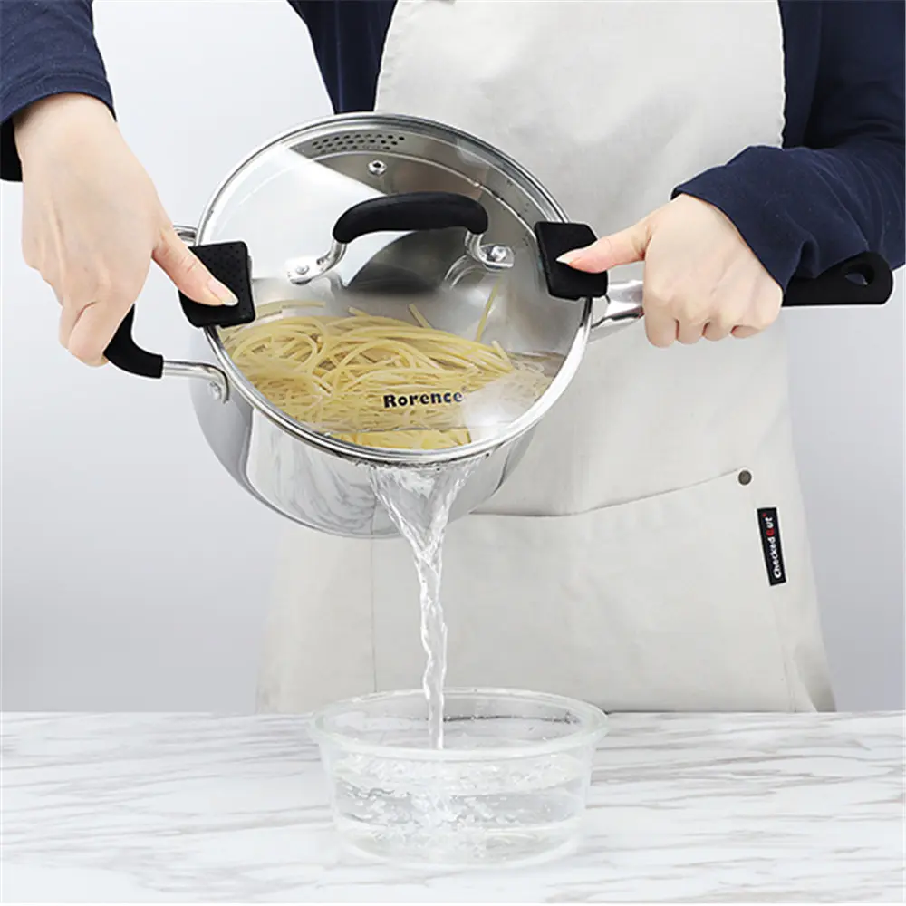 Wholesale Stainless Steel Saucepan with Lid featuring Dual Pour Spouts & Silicone-Encased Riveted Handles Manufacturer, Suppliers