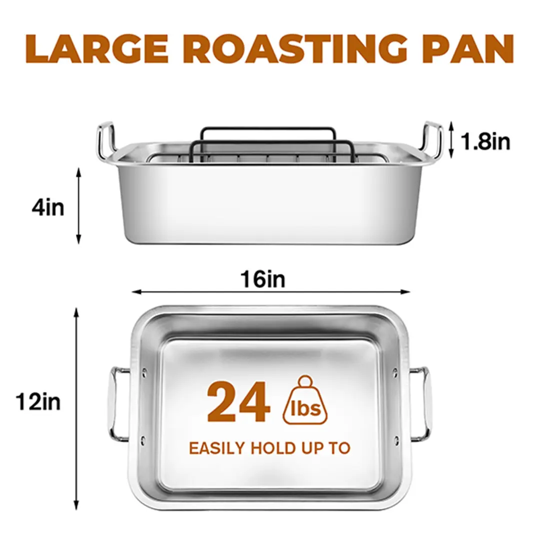 Wholesale Stainless Steel Turkey Roasting Pan with Nonstick Rack Large 16 x 12 Inch Suppliers, Product