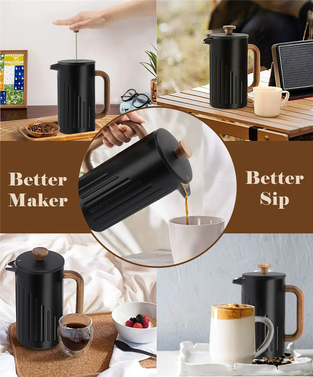 French press coffee maker functional view