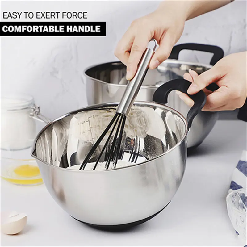 Wholesale Stainless Steel Bowls with Lids Set Mixing Bowls with Pour Spout, Silicone Handle Product, Products