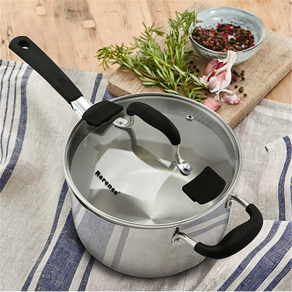 Wholesale Stainless Steel Saucepan with Lid featuring Dual Pour Spouts & Silicone-Encased Riveted Handles Manufacturer, Suppliers