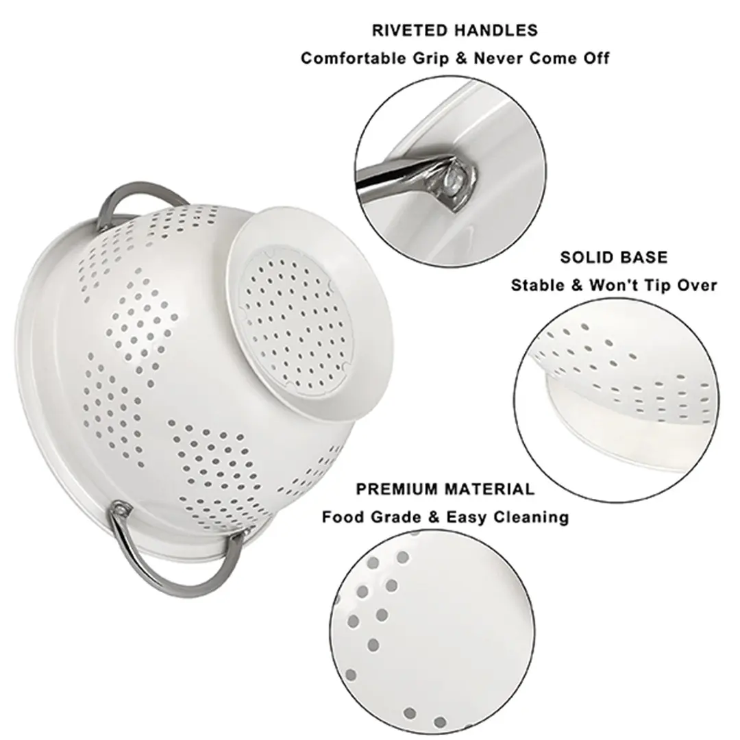 Wholesale Powder Coated Steel Colander for Kitchen with Riveted Handles Set of 3 Manufacturer, Products