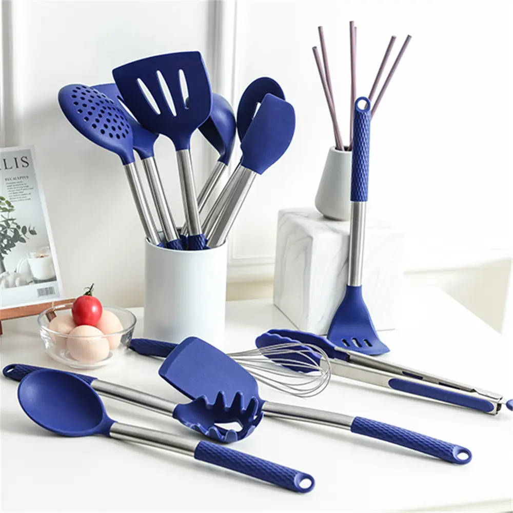 Wholesale Silicone Cooking Utensil Set: 12-Piece Collection of Non-Stick, Heat-Resistant with Stainless Steel Handles Manufacturers, Suppliers