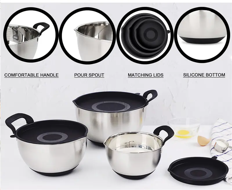 stainless steel mixing bowls with handles kitchen baking