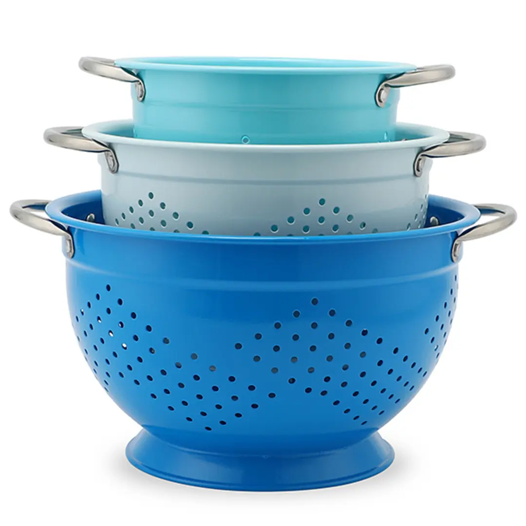 OEM Colorful Kitchen Colander Fruit Vegetable Strainer Stainless Steel Drain Wash Storage Drain Basket Suppliers, Products