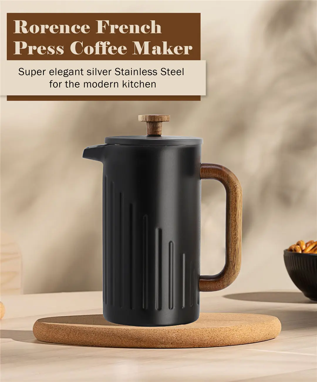 French press coffee maker body details