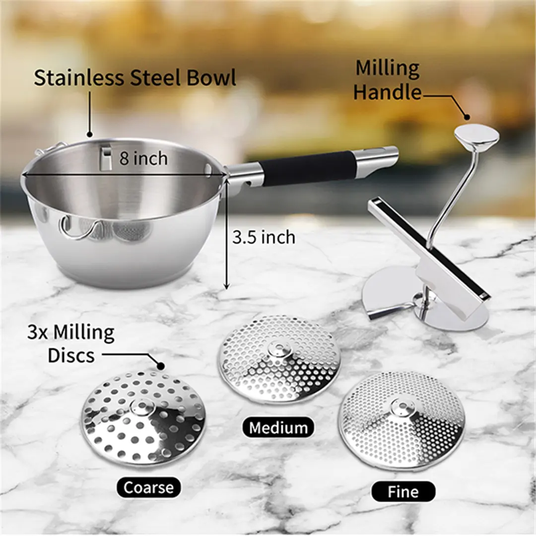 Wholesale Food Mill Stainless Steel With 3 Grinding Discs, Milling Handle & Bowl Rotary Food Mill Manufacturers, Products