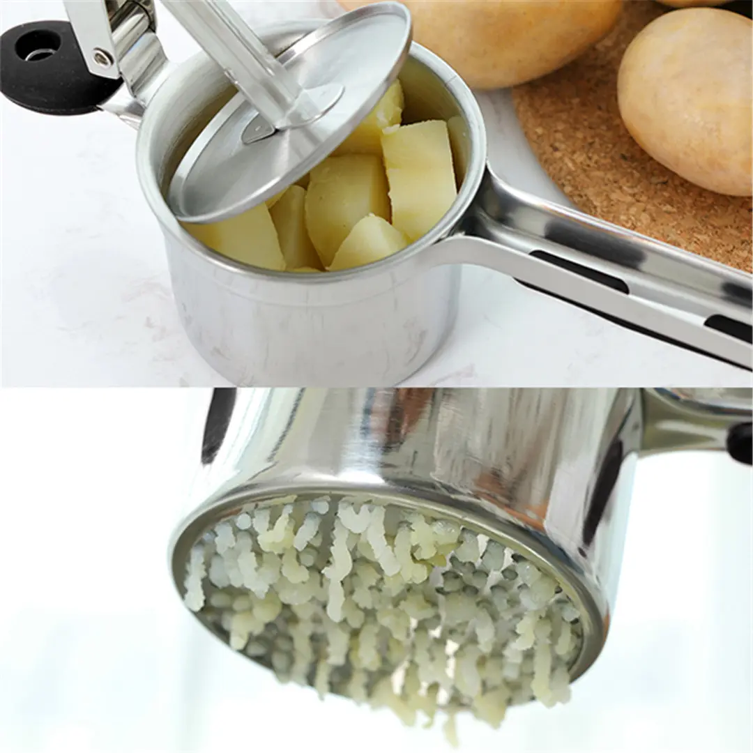 OEM Stainless Steel Potato Ricer with 3 Interchangeable Discs & Inner Cup & Silicone Grip Handles Suppliers, Product