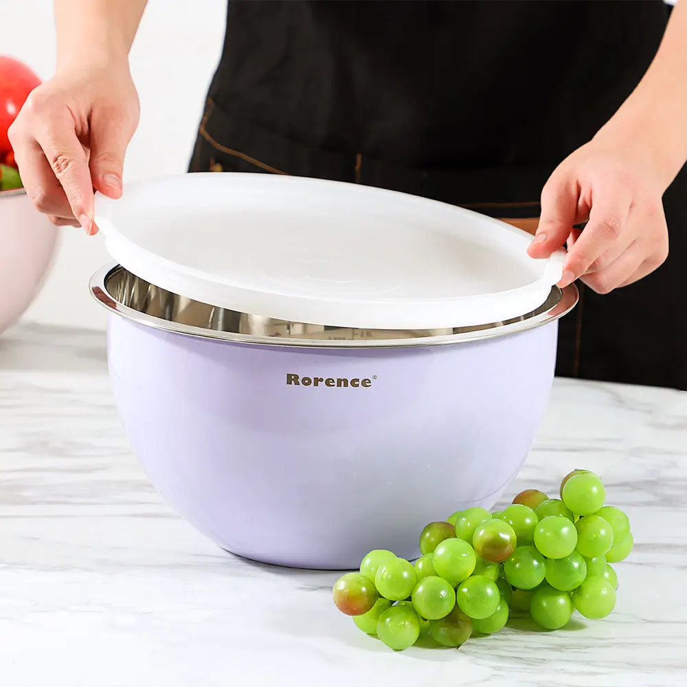 Wholesale Colorful Mixing Bowls With Lids Set Stainless Steel Nesting Mixing Bowls with Lids Manufacturer, Supplier