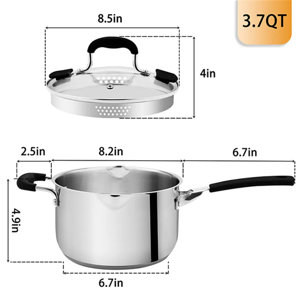 Wholesale Stainless Steel Saucepan with Lid featuring Dual Pour Spouts & Silicone-Encased Riveted Handles Manufacturer, Suppliers