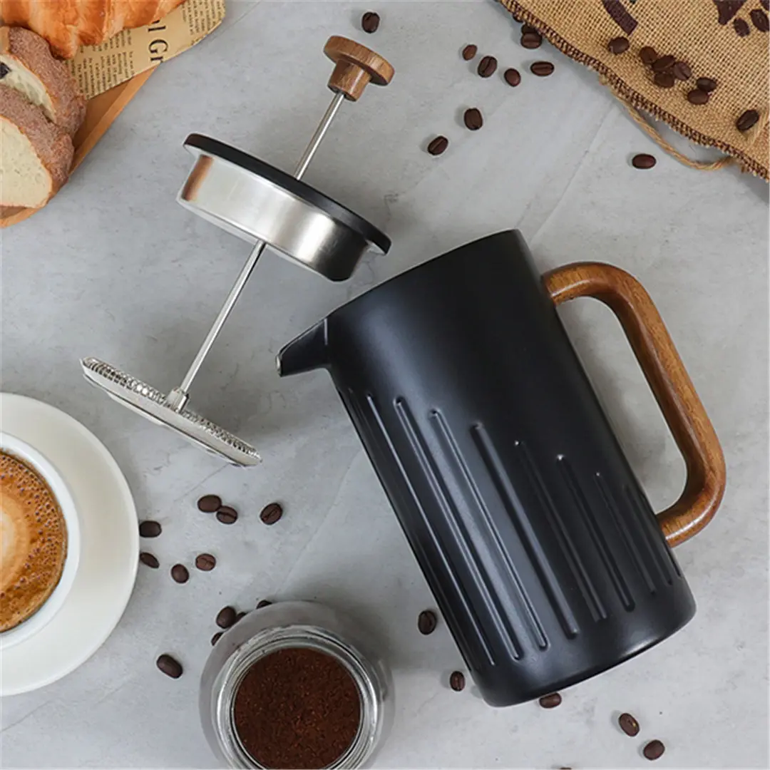 OEM French Press Coffee Maker with Real Wood Handle, Double Wall Insulation & Dual-Filter Screen Manufacturer, Products