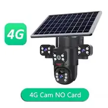 4K 6MP Solar Camera 4G SIM/WIFI Three Lens Security Outdoor Recording Humanoid Tracking Color Night Vision PIR Detect Camera