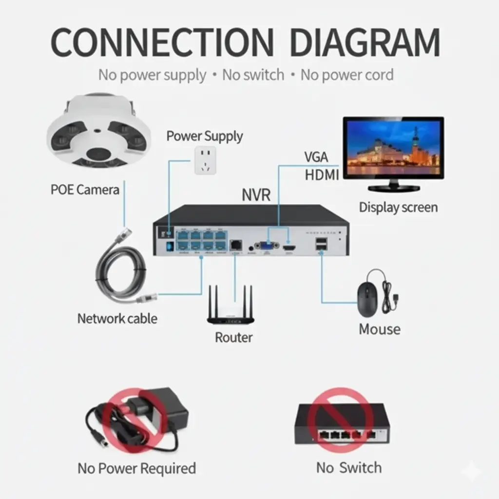 Fish Eye Panoramic POE Camera 4K Ultra HD 8MP ONVIF IP Camera 1.7MM Audio Record IR Nightvision CCTV Surveillance System