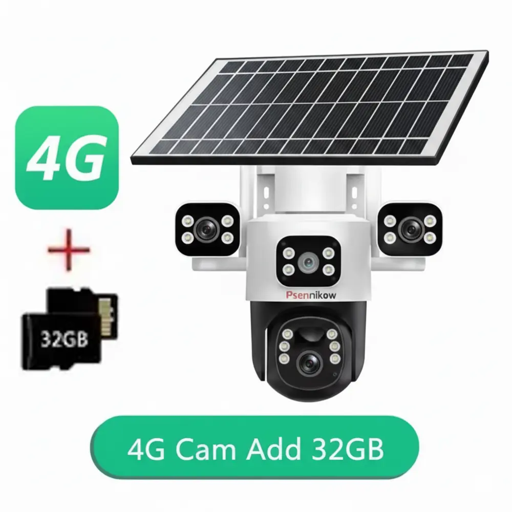 Solar Wireless Camera 2MP PTZ IP Camera Smart Home Color Night Auto Tracking Security WiFi Camera Two Way Audio CCTV Camera