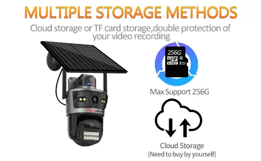 4K 6MP Solar Camera 4G SIM/WIFI Three Lens Security Outdoor Recording Humanoid Tracking Color Night Vision PIR Detect Camera