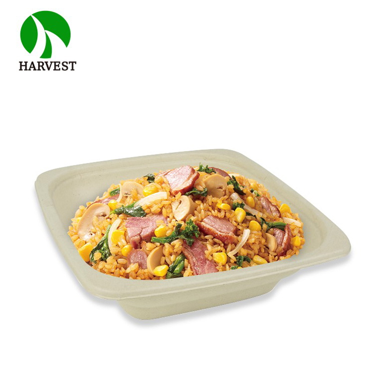 Plant-Based Gluten Free Square 24 oz Disposable Single Use Take Away Eco-Friendly Pulp Biodegradable Compostable Salad Bowl