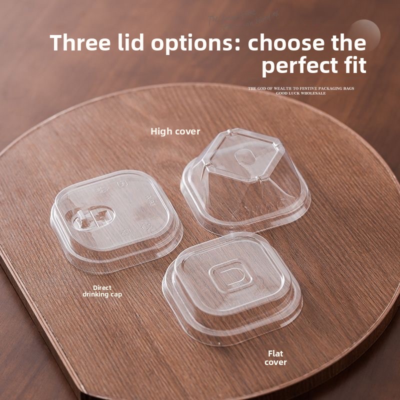 Modern Ins-style Disposable Square Cold Drink Coffee Latte American Lemon Tea Plastic Cup Thickened High-transparency PET