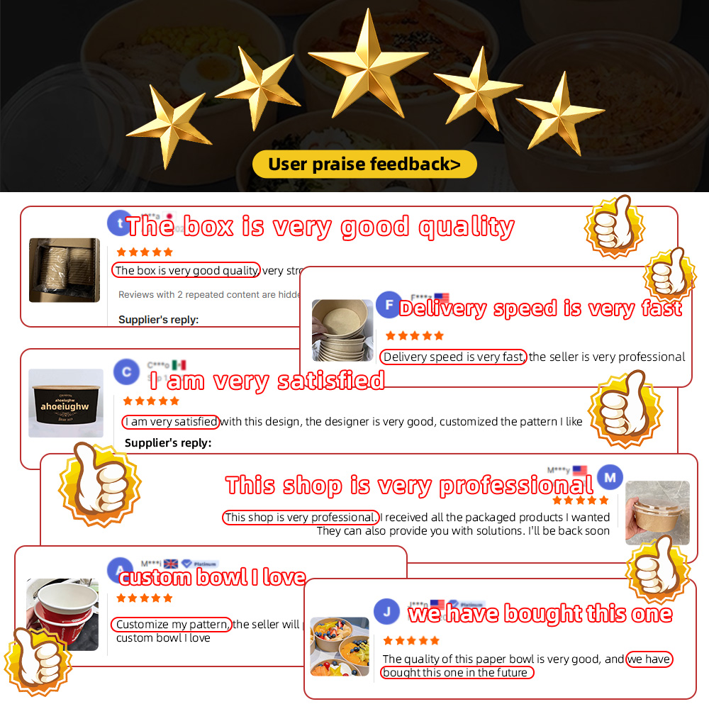 Jiehui Direct Supply Custom Logo Disposable Kraft Paper Lids Leak-Proof Food Packaging Containers Paper Plate &amp; Bowls