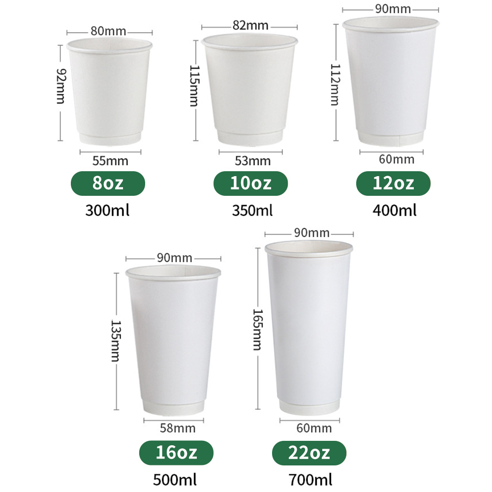 Custom Logo Design Disposable Latte Coffee Paper Cup for Hot Drink Double Wall Insulation Thickened Tea Paper Cup Biodegradable